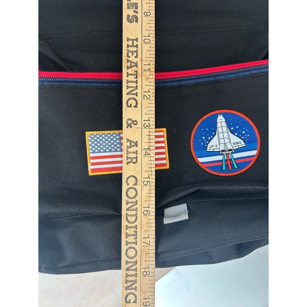 Mad Engine NASA Backpack Black Space Shuttle‎ American Flag Patches Bookbag
